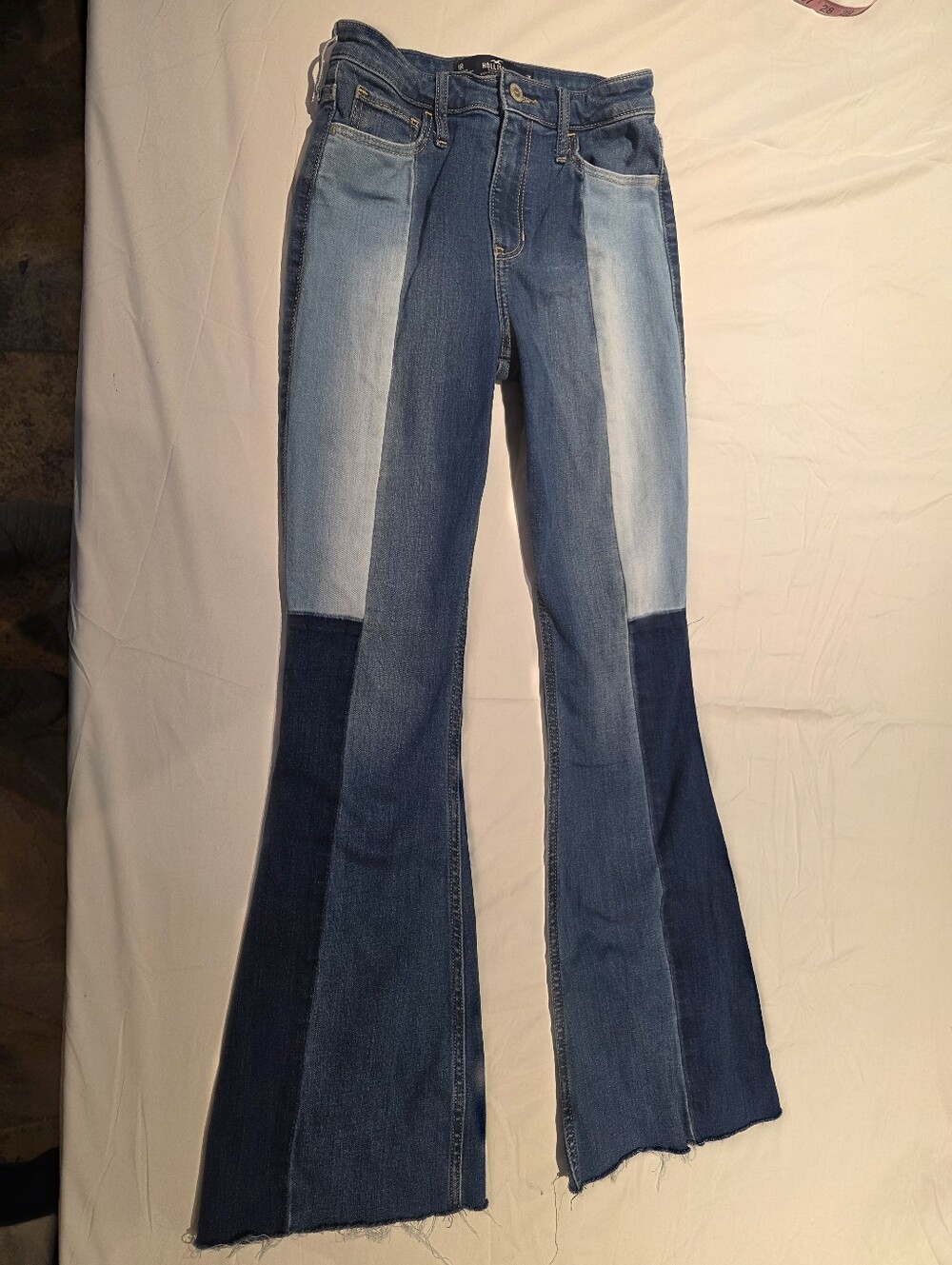 Hollister High Rise Vintage Flare Jeans Sz 1R W25 L32 Patchwork Multi-toned 70s